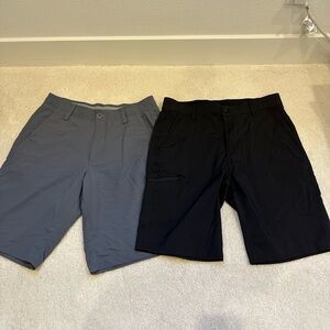 Under Armour Black and Gray Flat Front Shorts